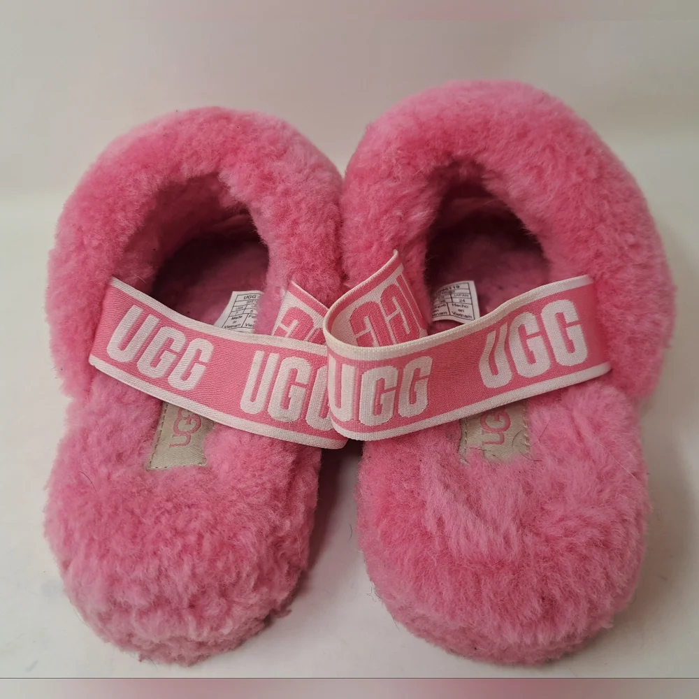 Ugg Women's Fluff Yeah Slide Slippers Fuzzy Pink Sandals Strappy Slip On 7 US - Picture 7 of 10